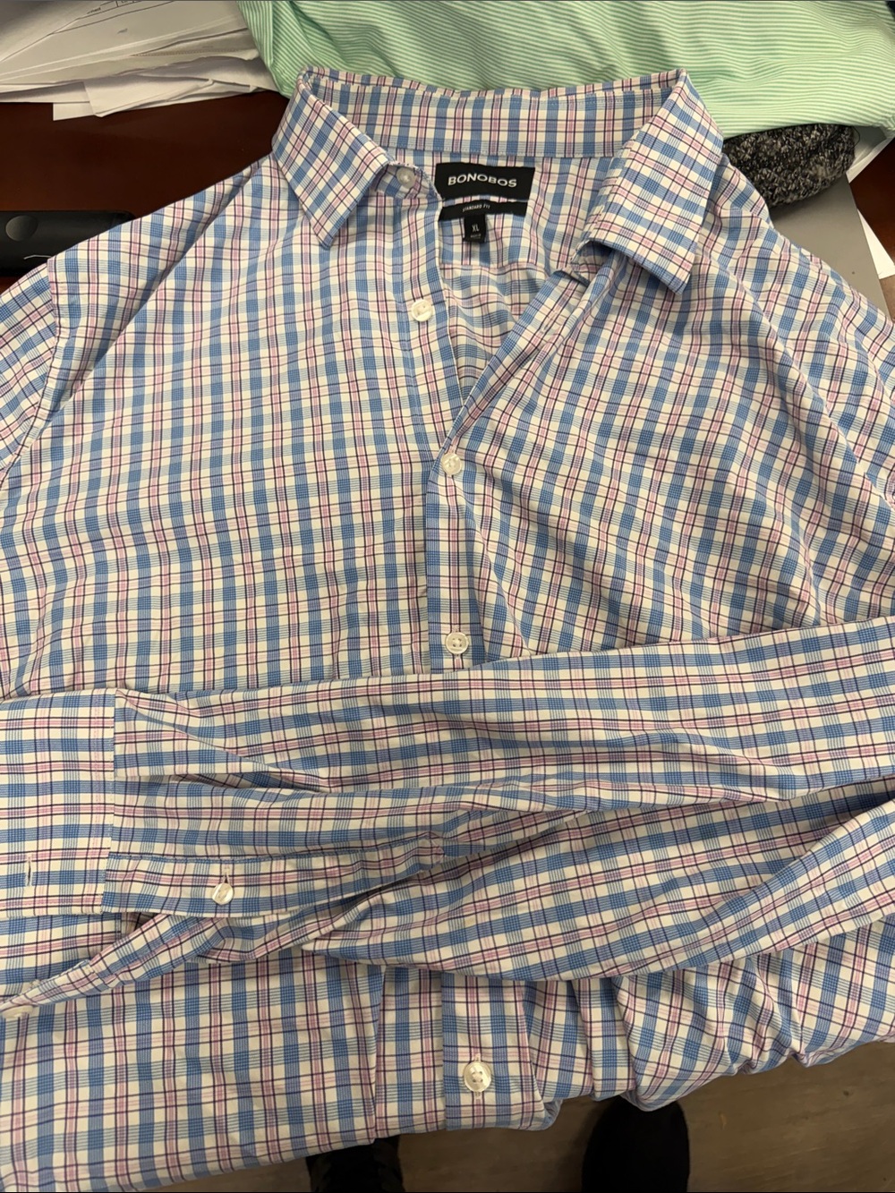 Bonobos Light Blue & Pink Plaid Dress Shirt